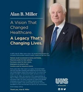 Philadelphia Inquirer and Modern Healthcare honoring Alan B. Miller.